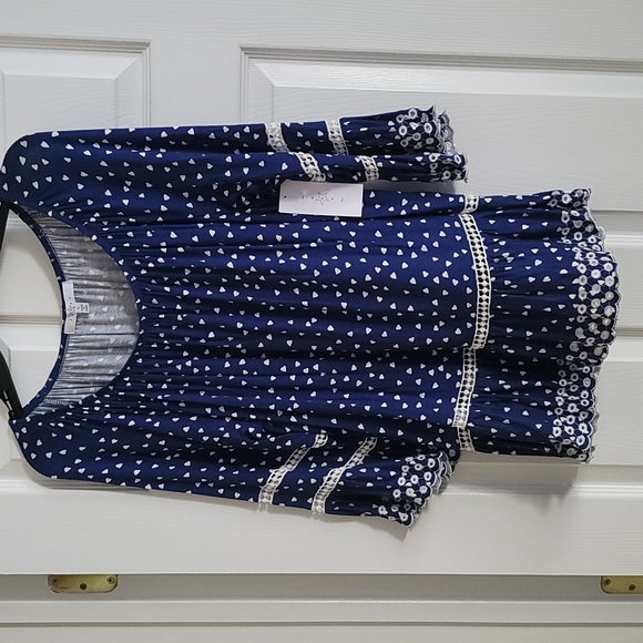 Large Brand New Fever Navy top with heart print. - Picture 1 of 6